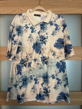 NFINITY White Polo with Light Blue Print